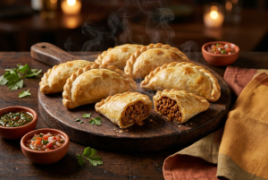 Empanadas argentinas artesanales sin gluten recién horneadas en Los Troncos Alicante
